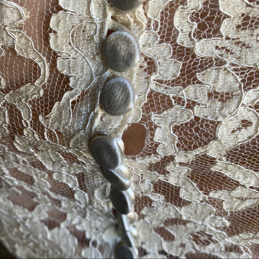 Vintage 1940s homemade lace long sleeve belted wedding dress maxi small XS - Picture 8 of 15